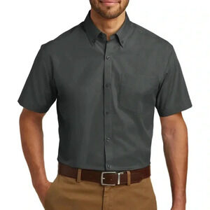 💥🆕Port Authority Grey Botton Down Shirt L🆕